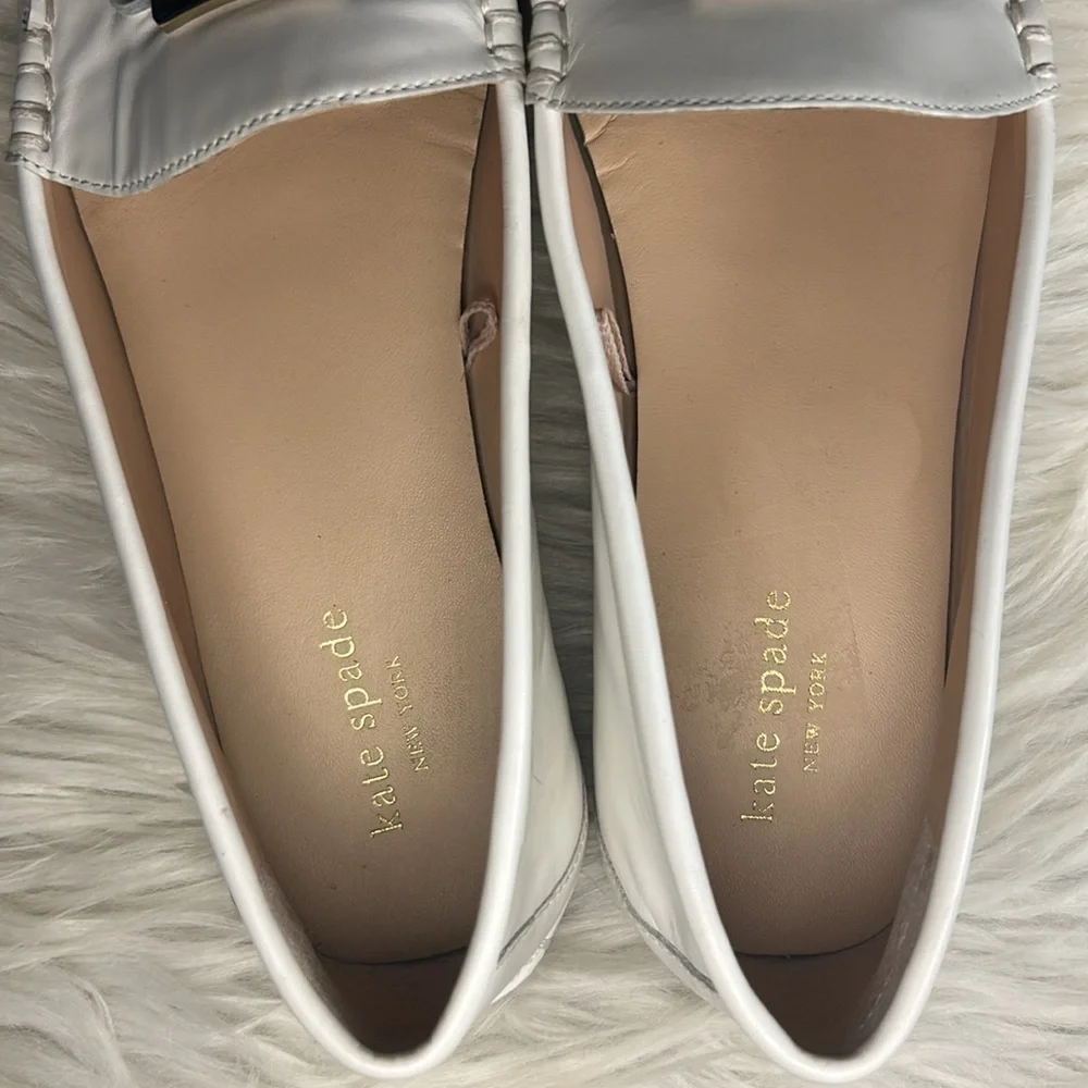 KATE SPADE Loafers Women's Size 8 Kate Spade Carmen S1350018 White Leather Shoes - Picture 6 of 15